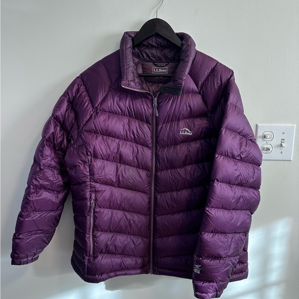 LL Bean Ultralight 850 Down Jacket Women Petite XL Downtek Puffer Plum Purple
